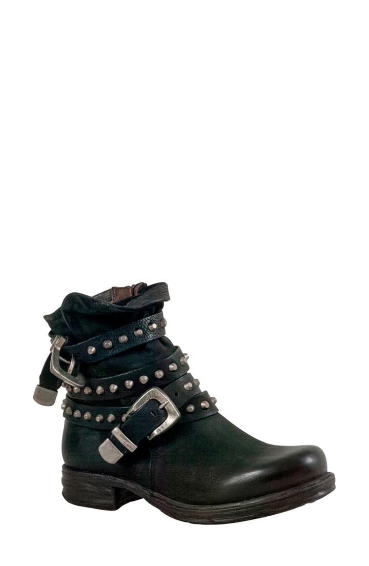 Women's A.s.98 Soleil Studded Buckle Strap Bootie