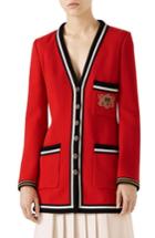 Women's Gucci Wool Sable Long Jacket Us / 38 It - Red