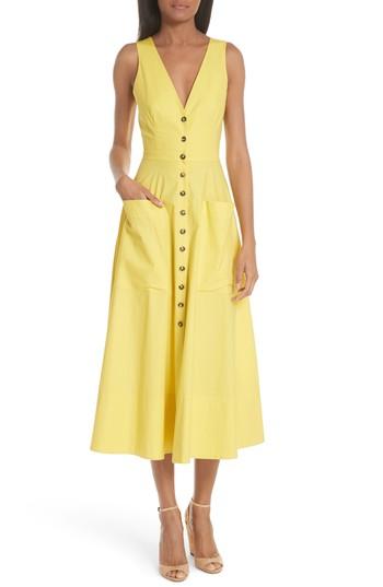 Women's Saloni Zoey Cutout Stretch Poplin Dress - Yellow