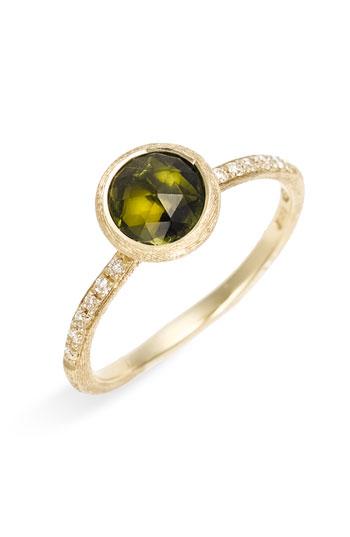 Marco Bicego 'jaipur' Tourmaline & Pave Diamond Stackable Ring Green Tourmaline/