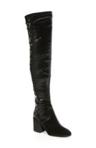 Women's Ash Eros Embroidered Velvet Over The Knee Boot Eu - Black