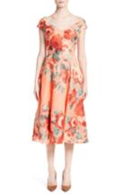 Women's Lela Rose Floral Fil Coupe Dress - Coral