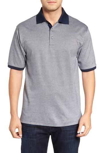 Men's Bobby Jones Verde Jacquard Mercerized Cotton Polo - Blue