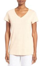 Women's Eileen Fisher Organic Cotton V-neck Tee - Coral
