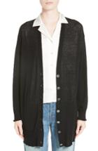 Women's T By Alexander Wang Wool Blend Gauze Long Cardigan - Black