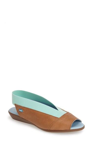 Women's Cloud 'caliber' Peep Toe Leather Flat Us / 40eu - Brown