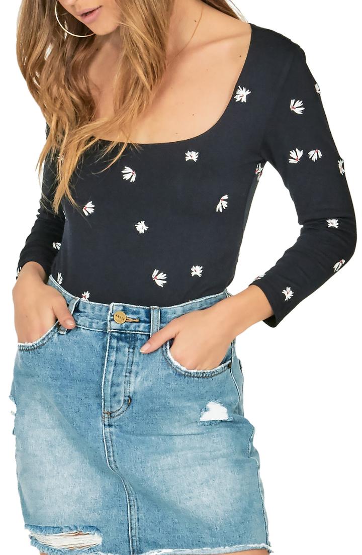 Women's Amuse Society Fresh As A Daisy Bodysuit - Black