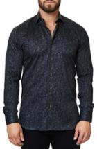 Men's Maceoo Luxor Abstract Losange Trim Fit Sport Shirt (l) - Black