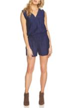 Women's 1.state Drawstring Sleeve Short Romper, Size - Blue