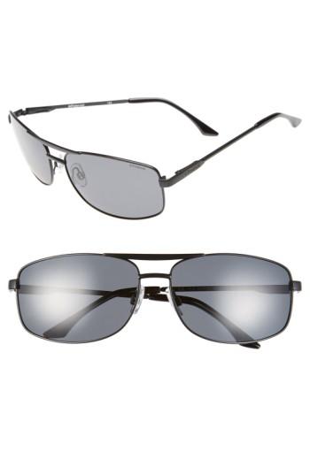 Men's Polaroid '2017s' 65mm Polarized Navigator Sunglasses - Semi Matte Black/ Grey