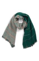 Women's Bp. Reversible Houndstooth & Grid Scarf, Size - Green