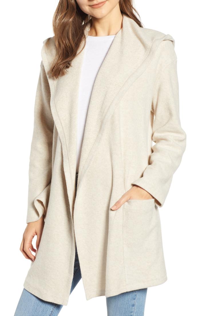 Women's Treasure & Bond Hooded Open Front Cardigan - Beige