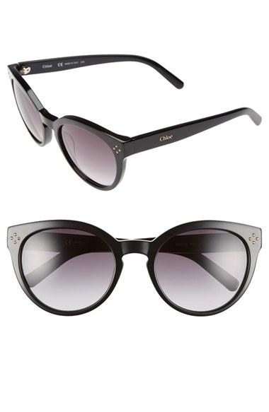 Women's Chloe 'boxwood' 54mm Round Sunglasses - Black
