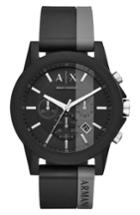 Men's Ax Armani Exchange Chronograph Stripe Silicone Strap Watch, 45mm