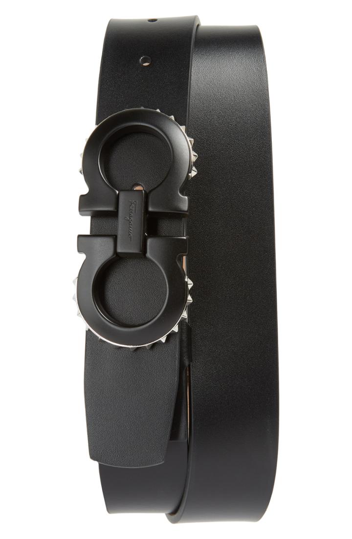 Men's Salvatore Ferragamo Spike Gancini Leather Belt