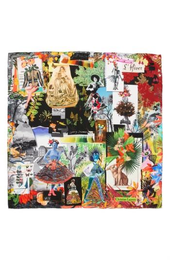 Women's Christian Lacroix Seasons Silk Square Scarf, Size - Black