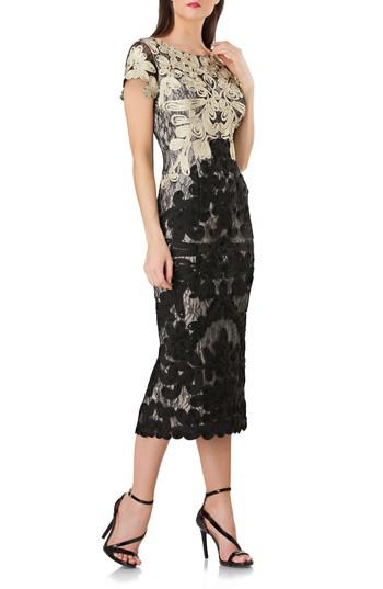 Women's Js Collections Soutache Lace Midi Dress - Metallic