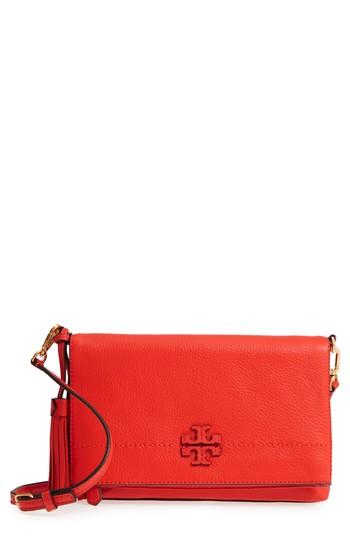 Tory Burch Mcgraw Leather Crossbody Bag - Red