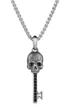 Men's David Yurman 'skull' Key Pendant With Black Diamonds