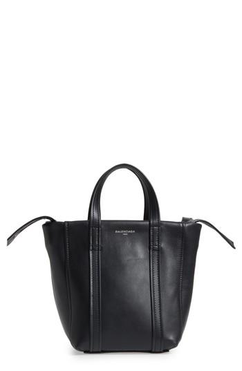 Balenciaga Extra Small Laundry Cabas Calfskin Tote - Black