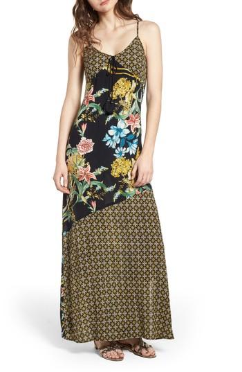 Women's Band Of Gypsies Tropical Mixed Print Maxi Dress - Black