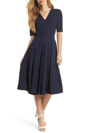 Women's Gal Meets Glam Collection City Crepe Fit & Flare Dress - Blue