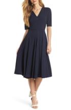 Women's Gal Meets Glam Collection City Crepe Fit & Flare Dress - Blue