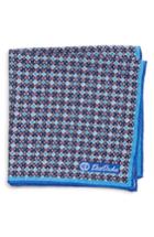Men's David Donahue Geometric Wool & Silk Pocket Square, Size - Blue