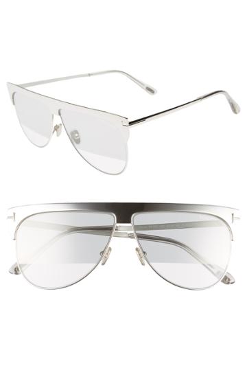 Women's Tom Ford Winter 62mm Rectangular Sunglasses - Rhodium/ Grey/ Clear W Silver