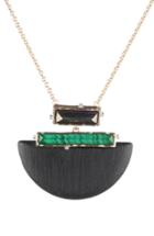 Women's Alexis Bittar Retro Gold Stone Studded Half-moon Pendant Necklace