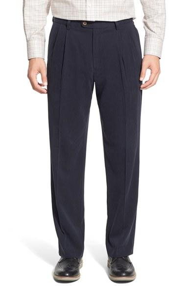 Men's Tommy Bahama 'new St. Thomas' Silk Blend Pleated Pants X 30 - Blue