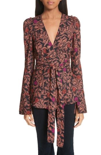 Women's Proenza Schouler Floral Print Georgette Wrap Top - Pink