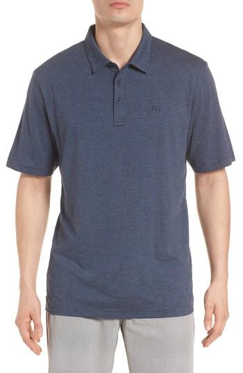 Men's Travis Mathew Jq Fit Stripe Polo, Size Medium - Blue