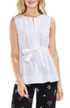 Women's Vince Camuto Belted Poplin Blouse, Size - White
