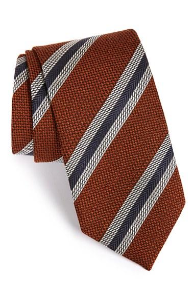 Men's David Donahue Stripe Silk Tie, Size - Orange
