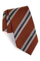 Men's David Donahue Stripe Silk Tie, Size - Orange