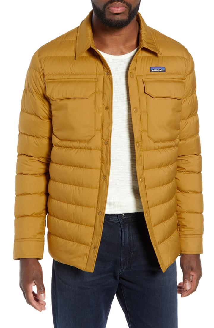 Men's Patagonia Silent Water Repellent 700-fill Power Down Shirt Jacket - Brown