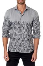 Men's Jared Lang Trim Fit Print Sport Shirt, Size - Grey