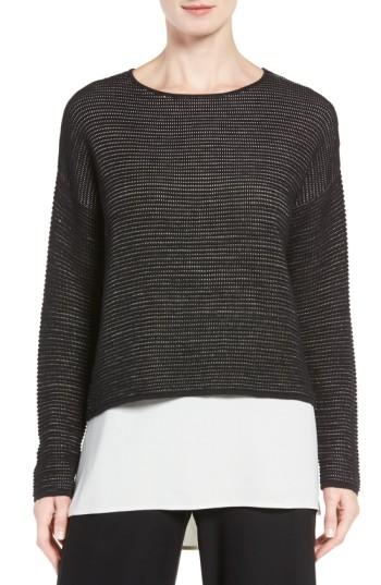 Women's Eileen Fisher Boxy Silk Blend Top - Black