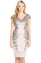 Women's La Femme Floral Applique Satin Shift Dress