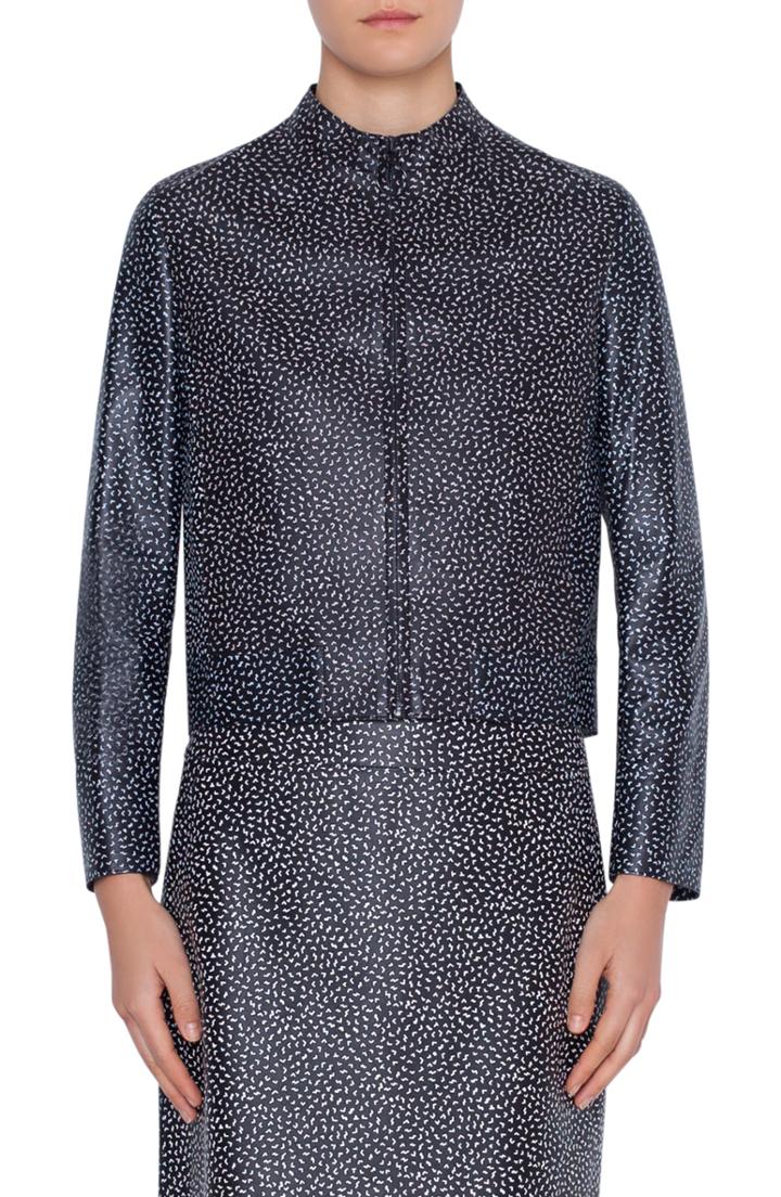 Women's Akris Punto Memphis Pastina Print Leather Jacket - Black