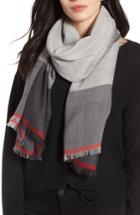 Women's Eileen Fisher Colorblock Wool & Silk Scarf, Size - Grey