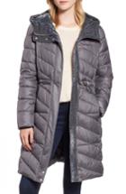 Women's Marc New York Velvet Trim Quilted Coat - Grey