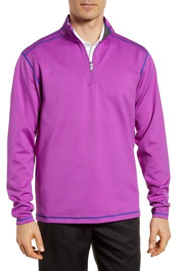 Men's Cutter & Buck Evergreen Reversible Quarter Zip Pullover - Purple