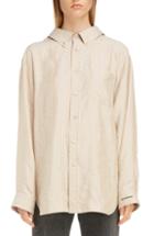 Women's Balenciaga Logo Stripe Silk Shirt Us / 40 Fr - Ivory