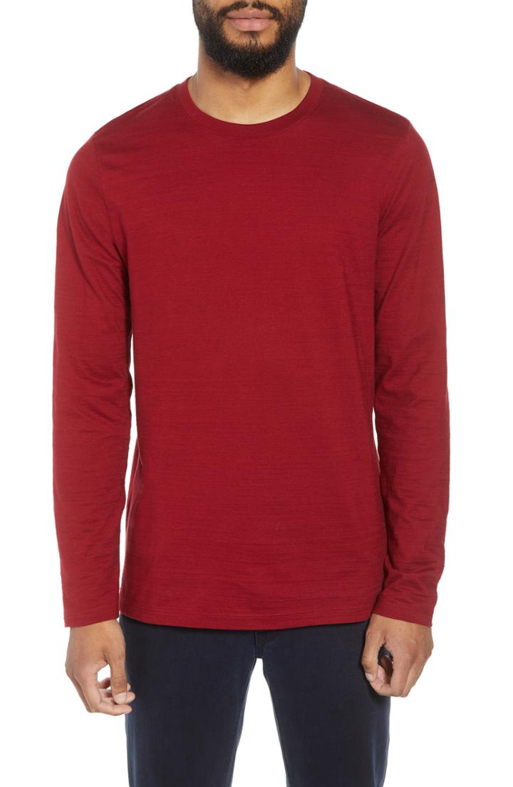 Men's Boss Tenison Long Sleeve Crewneck T-shirt, Size - Red