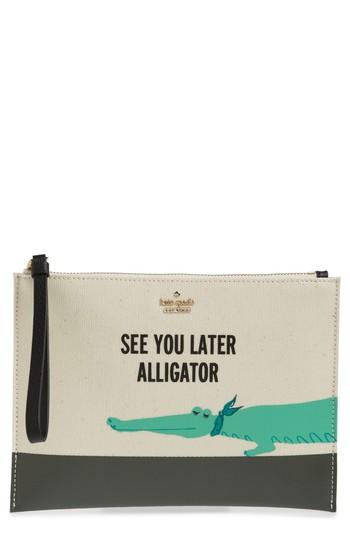Kate Spade New York Swamped Gator Medium Bella Canvas Pouch - Ivory