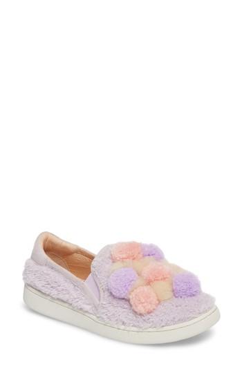 Women's Ugg Ricci Plush Genuine Shearling Pompom Slip-on Sneaker M - Purple