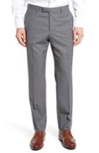 Men's Boss Leenon Flat Front Check Wool Trousers R - Grey