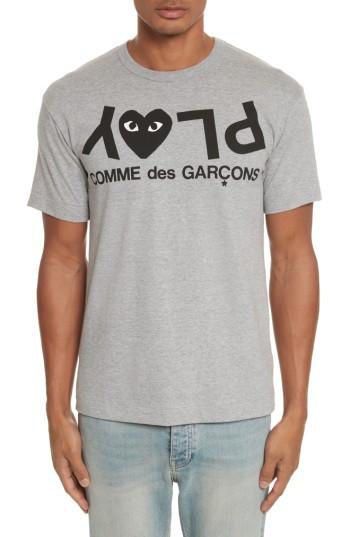Men's Comme Des Garcons Play Upside Down Graphic T-shirt - Grey